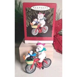Vintage 1996 Hallmark Keepsake "Polar Cycle" Ornament Bear Penguin Christmas